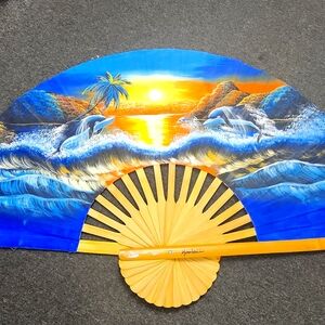 Hand painted Vintage Hawaiian Fan Wall Decoration